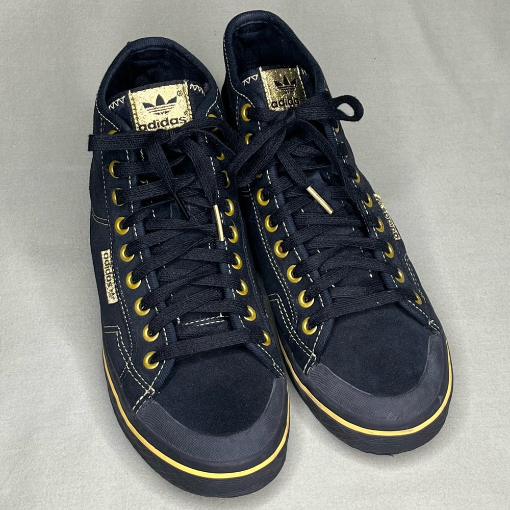 Adidas Black and Gold Mid Sneakers Like New Size 8